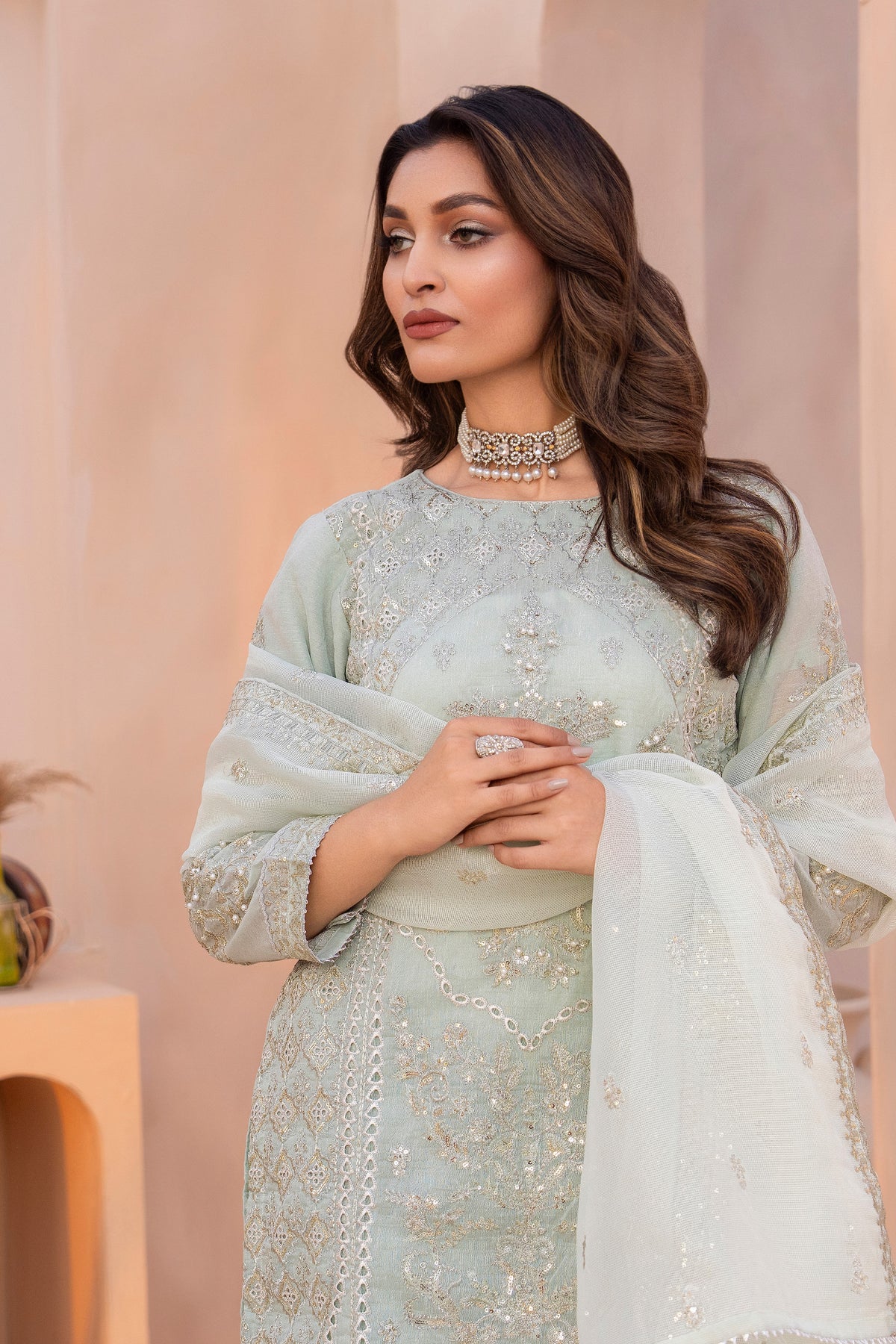 Motif Cotton Embroidered Suit-3540
