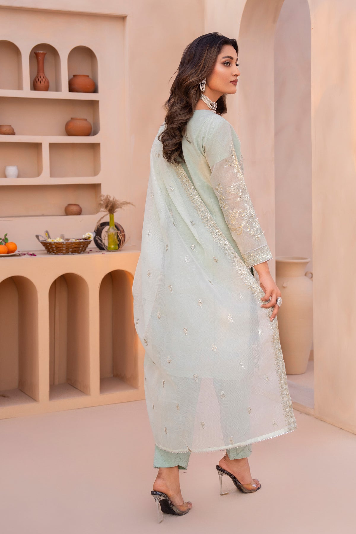 Motif Cotton Embroidered Suit-3540