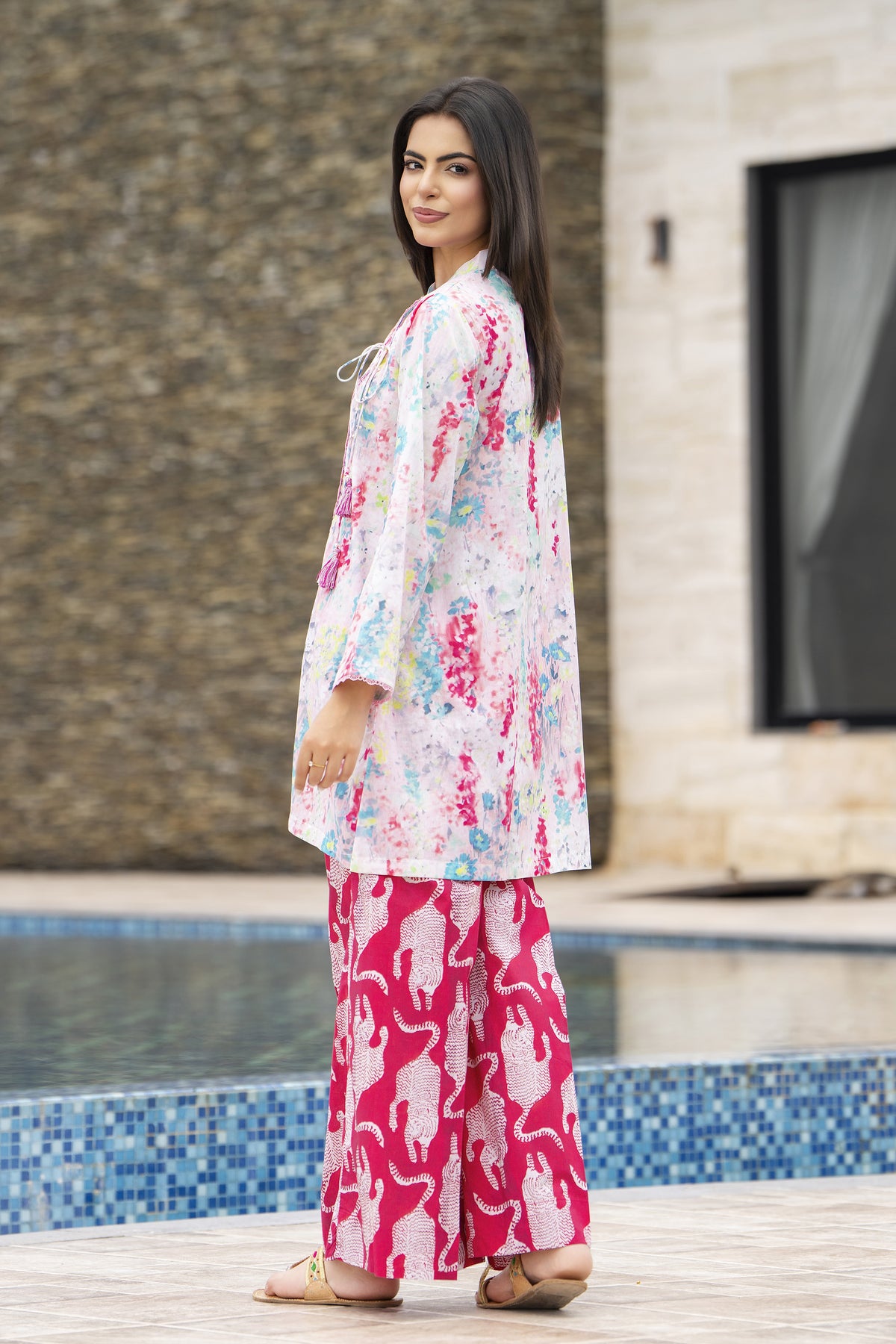 Motif Lawn Printed Co-ord Set-035