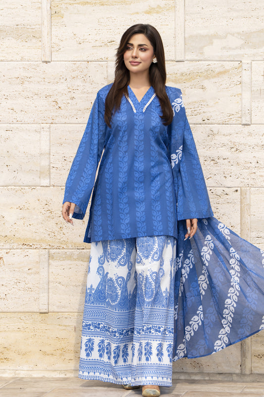 Motif Lawn Printed Suit-002