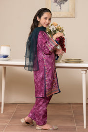Motif Girls Raw Silk Embroidered Suit