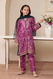 Motif Girls Raw Silk Embroidered Suit