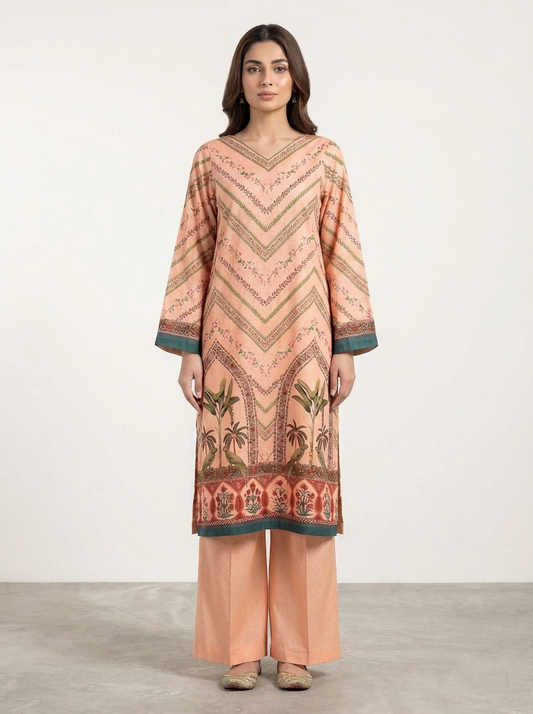 Motif Silk Printed Co-ord Set-058