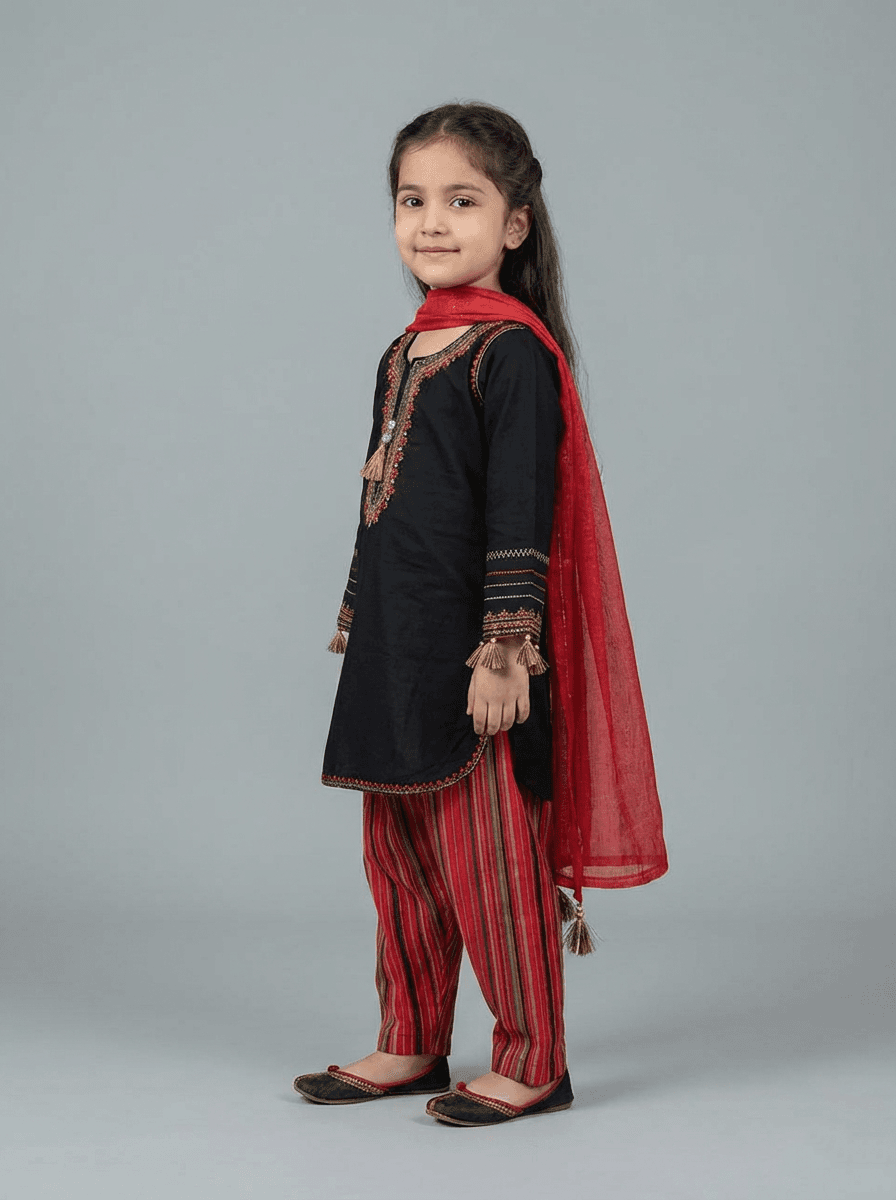 Motif Kids Embroidered Viscose Suit-711