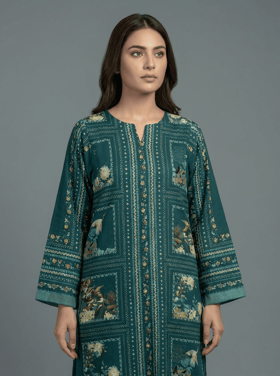 Motif Silk Printed Co-ord Set-055