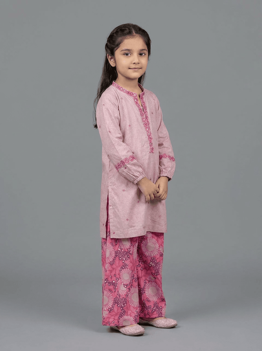 Motif Kids Printed Emroidered Suit-065