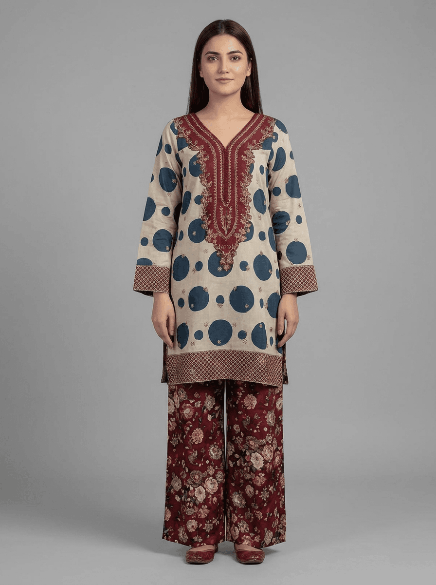 Motif Lawn Printed Co-ord Set-011