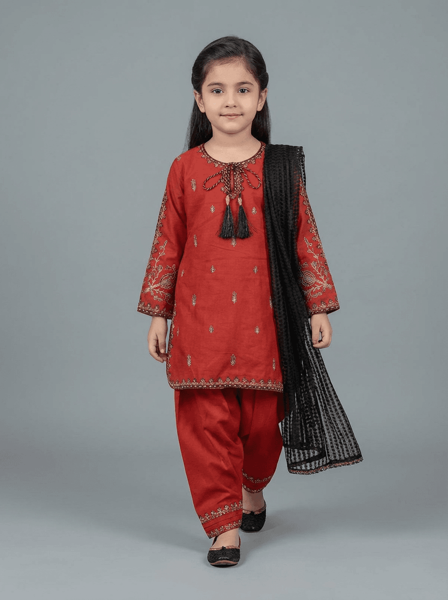 Motif Kids Embroidered Suit-26402