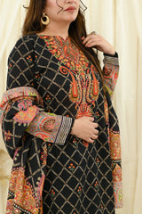 Motif Printed Khaddar Suit