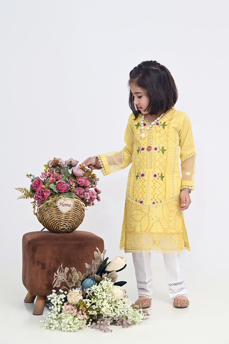 Motif Girls Embroidered Suit