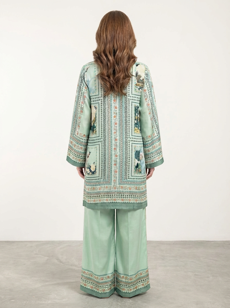 Motif Silk Printed Co-ord Set-056