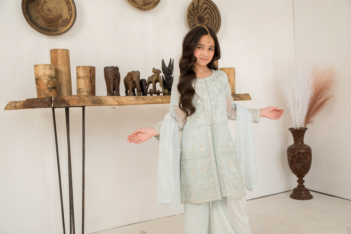 Motif Girls Khaddi Net Embroidered Suit