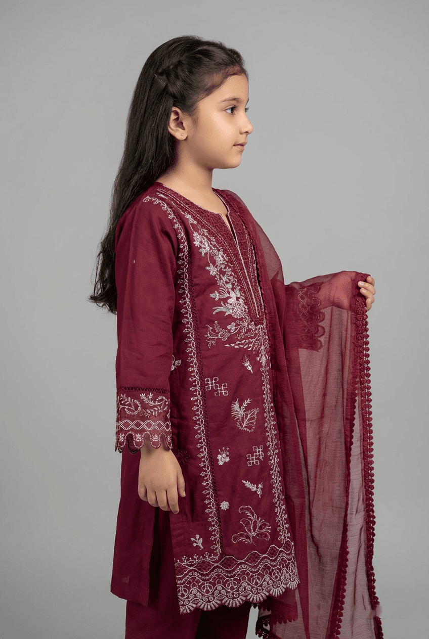 Motif Kids Lawn Embroidered Suit-034