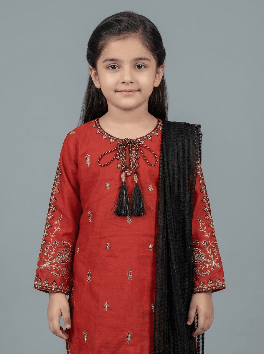 Motif Kids Embroidered Suit-26402