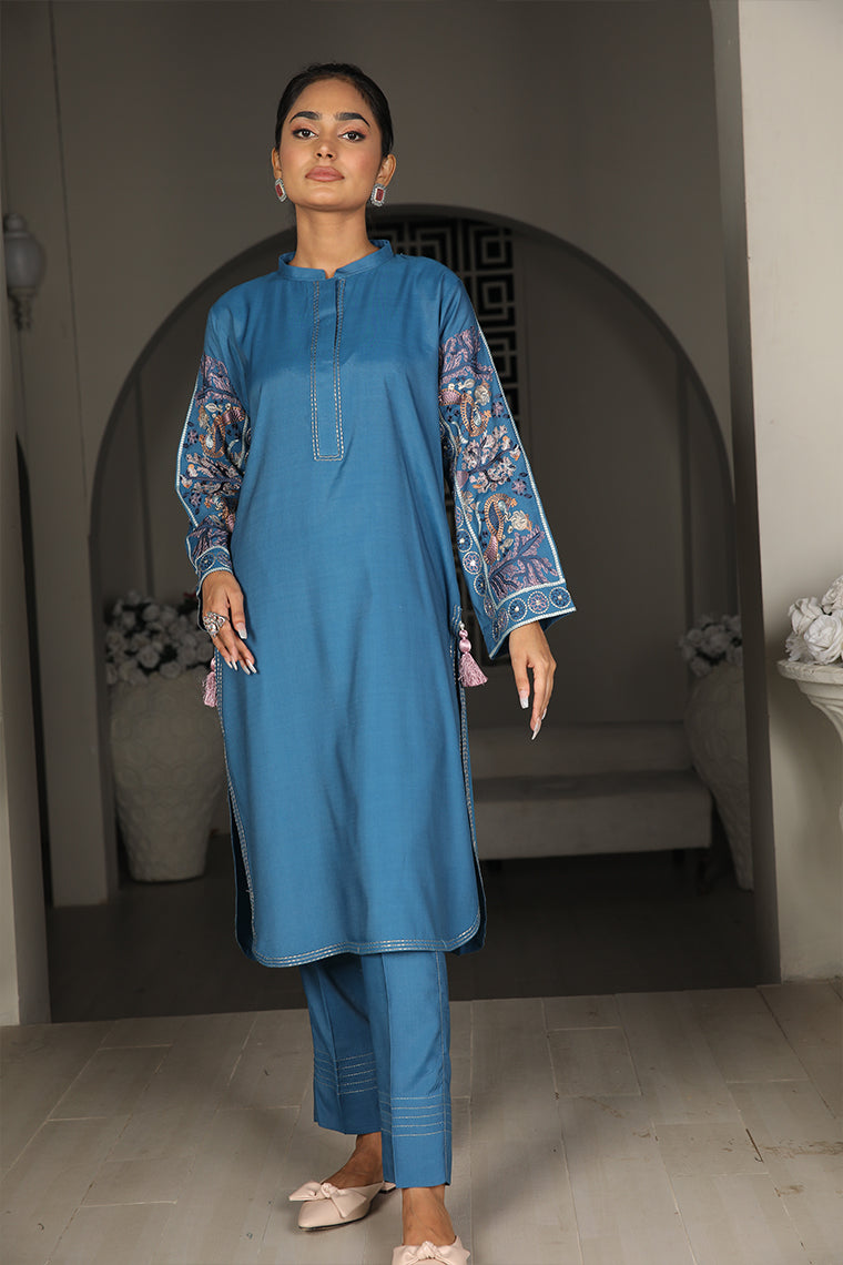 Motif Viscose Embroidered Suit