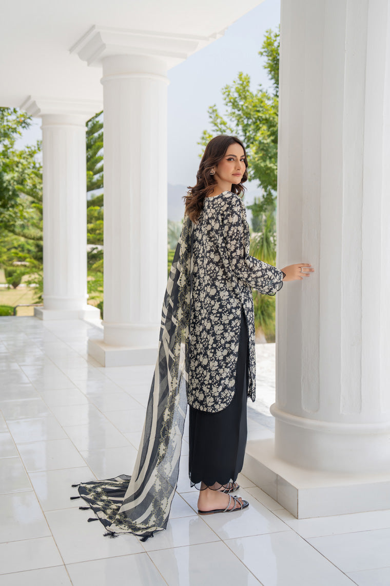 Motif Lawn Printed Suit-010