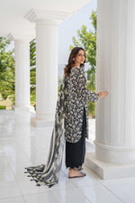 Motif Lawn Printed Suit-010