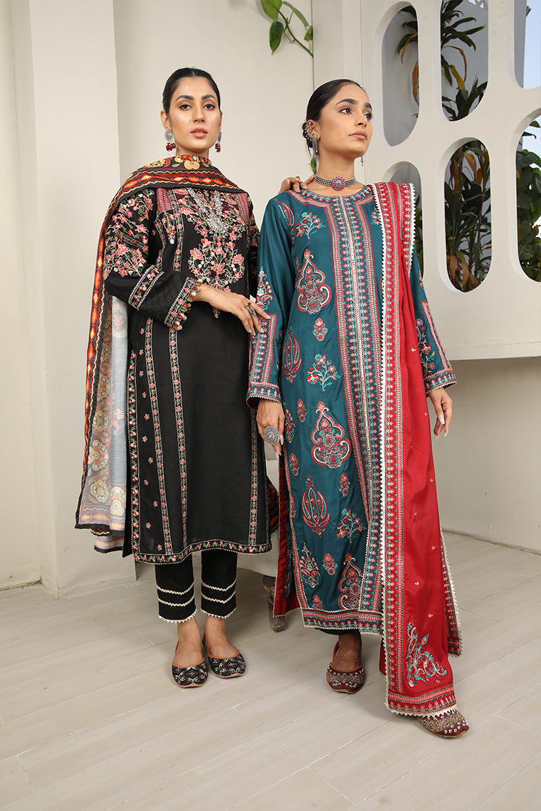 Motif Khaddar Embroidered Suit