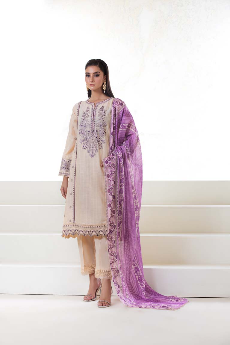 Motif Cotton Embroidered Suit