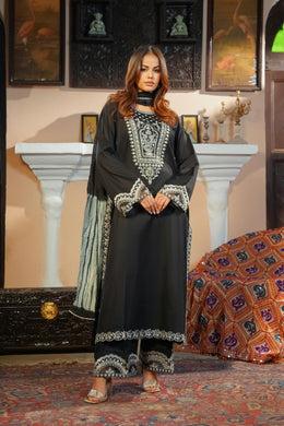 Motif Lawn Embroidered Suit