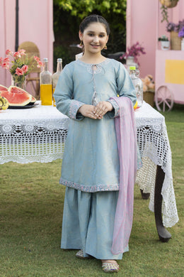 Motif Girls Jacquard Embroidered Suit