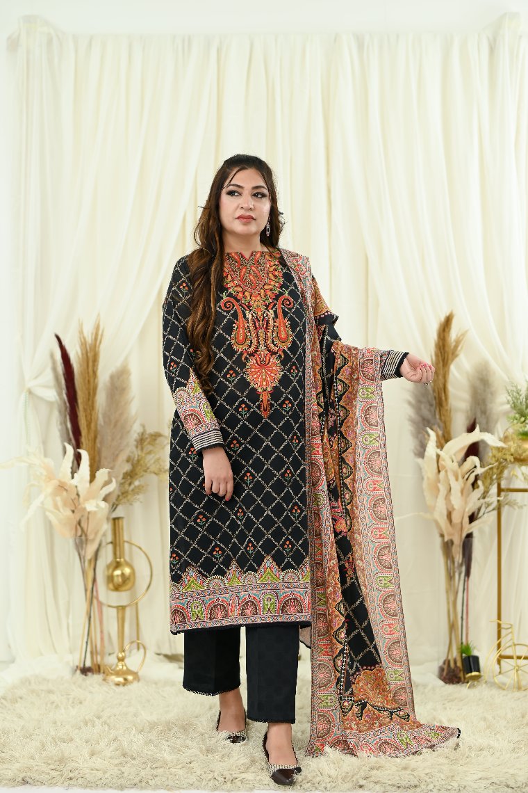 Motif Printed Khaddar Suit