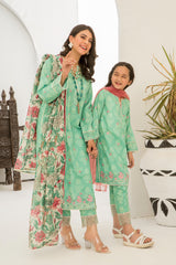 Motif Lawn Printed Suit (GREEN)