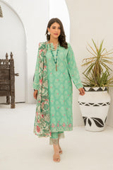 Motif Lawn Printed Suit (GREEN)