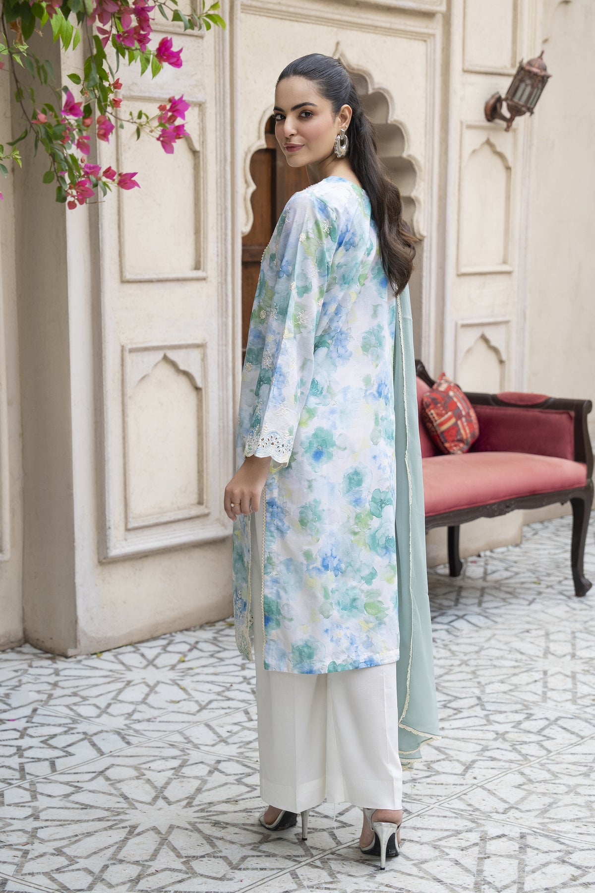 Motif Lawn Embroidered Suit-010