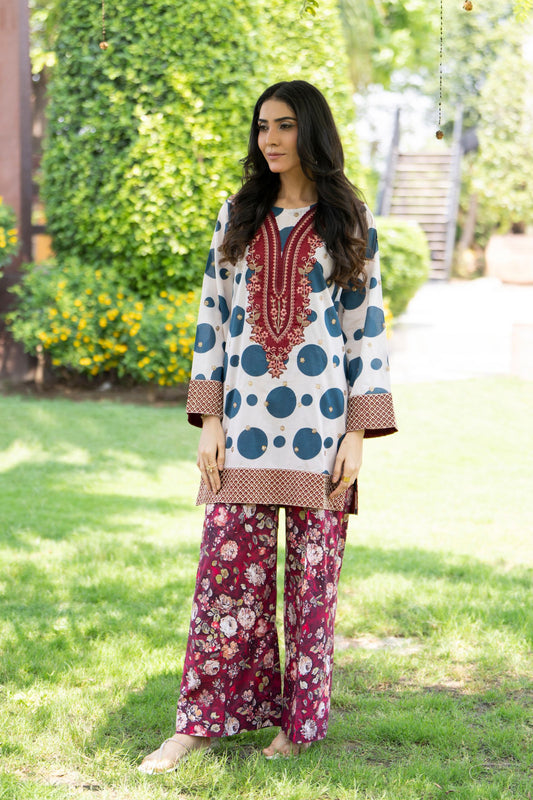 Motif Lawn Printed Co-ord Set-011
