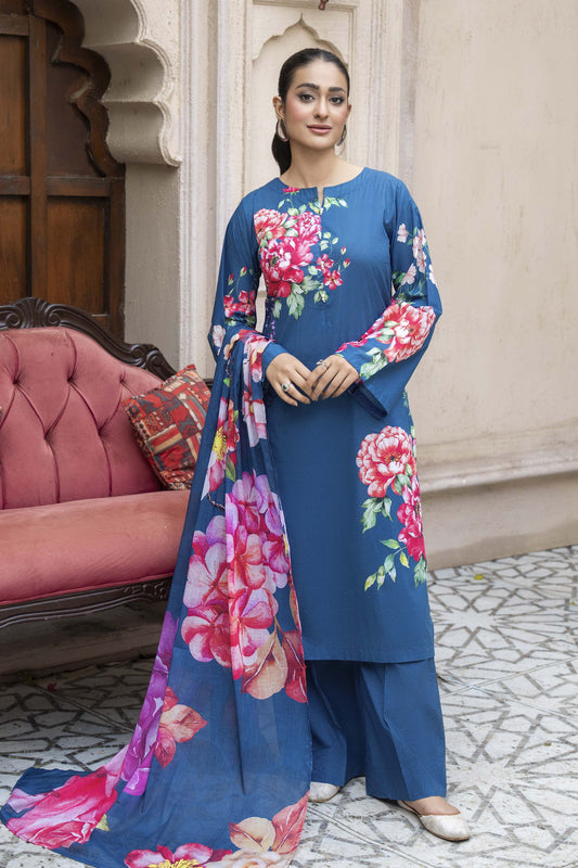 Motif Lawn Printed Suit-004