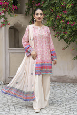 Motif Lawn Printed Suit-014