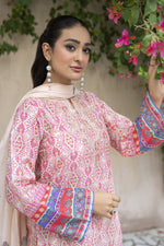Motif Lawn Printed Suit-014