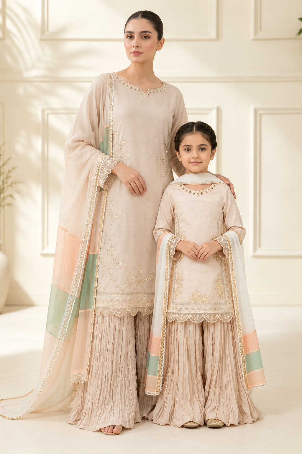 Motif Raw Silk Embroidered Suit-004