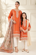 Motif Girls Embroidered Raw Silk Suit-735