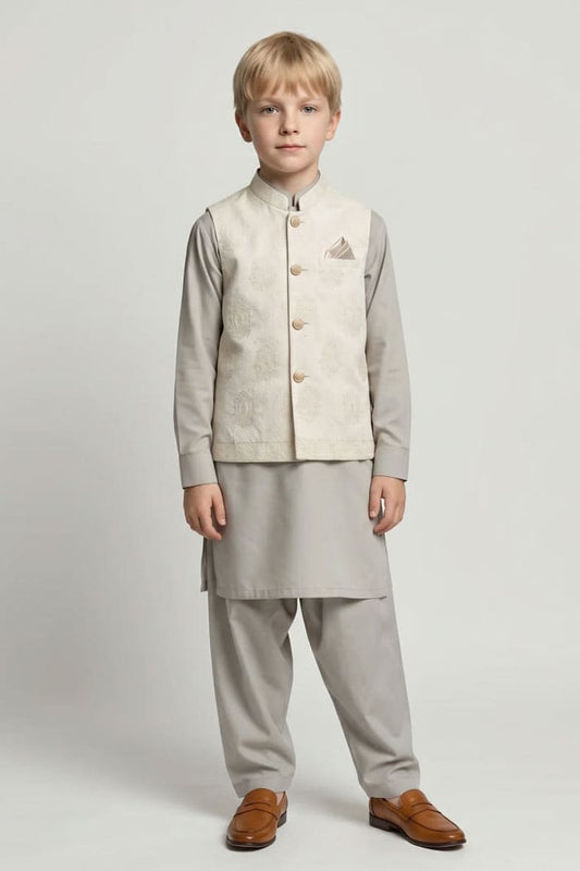 Motif Boys Waistcoat Suit-3606