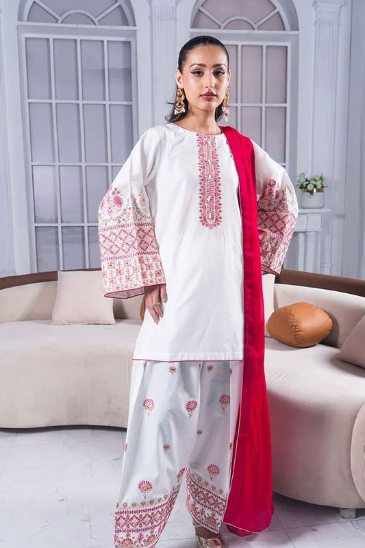 Motif Cambric Embroidered Suit-017