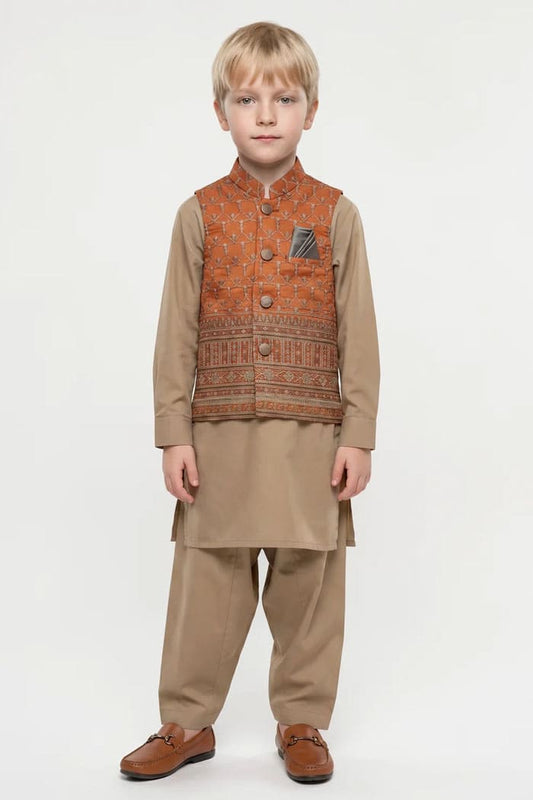 Motif Boys Waistcoat Suit-3609