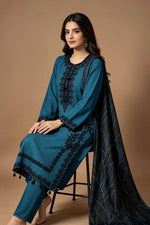 Motif Embroidered Cotton Suit-3830