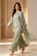 Motif Embroidered Jacquard Suit-4161