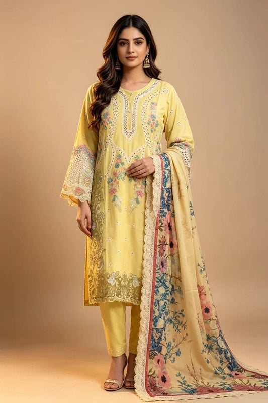 Motif Embroidered Lawn Suit-1815