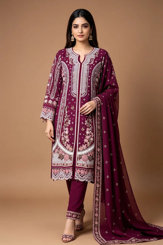 Motif Embroidered Lawn Suit-1816