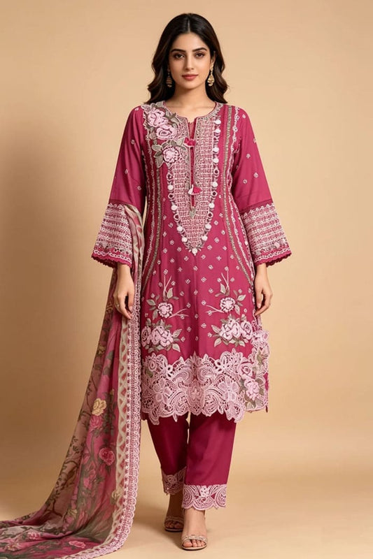 Motif Embroidered Lawn Suit-1817