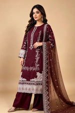 Motif Embroidered Viscose Suit-3816