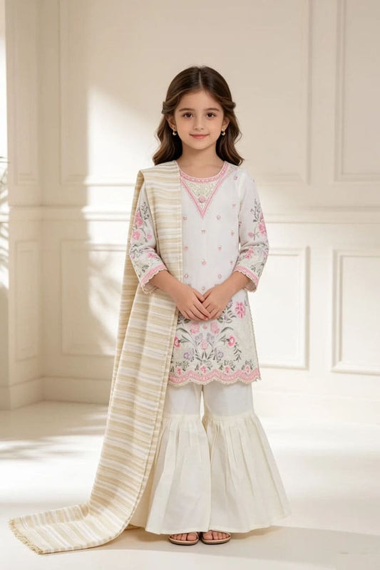 Motif Girls Embroidered Viscose Suit-716