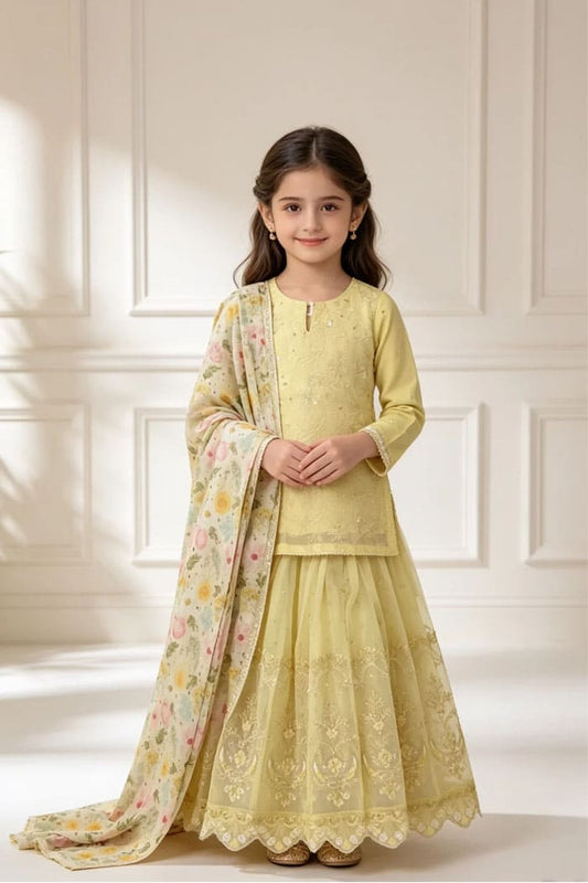 Motif Girls Embroidered suit-642