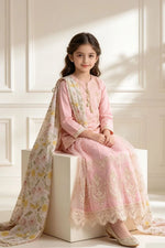 Motif Girls Embroidered suit-642
