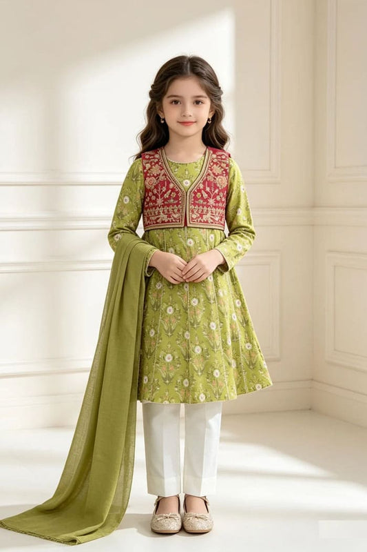 Motif Kids Embroidered Lawn Suit-074