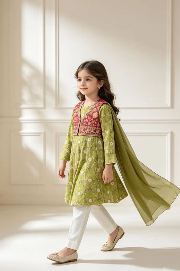 Motif Kids Embroidered Lawn Suit-074