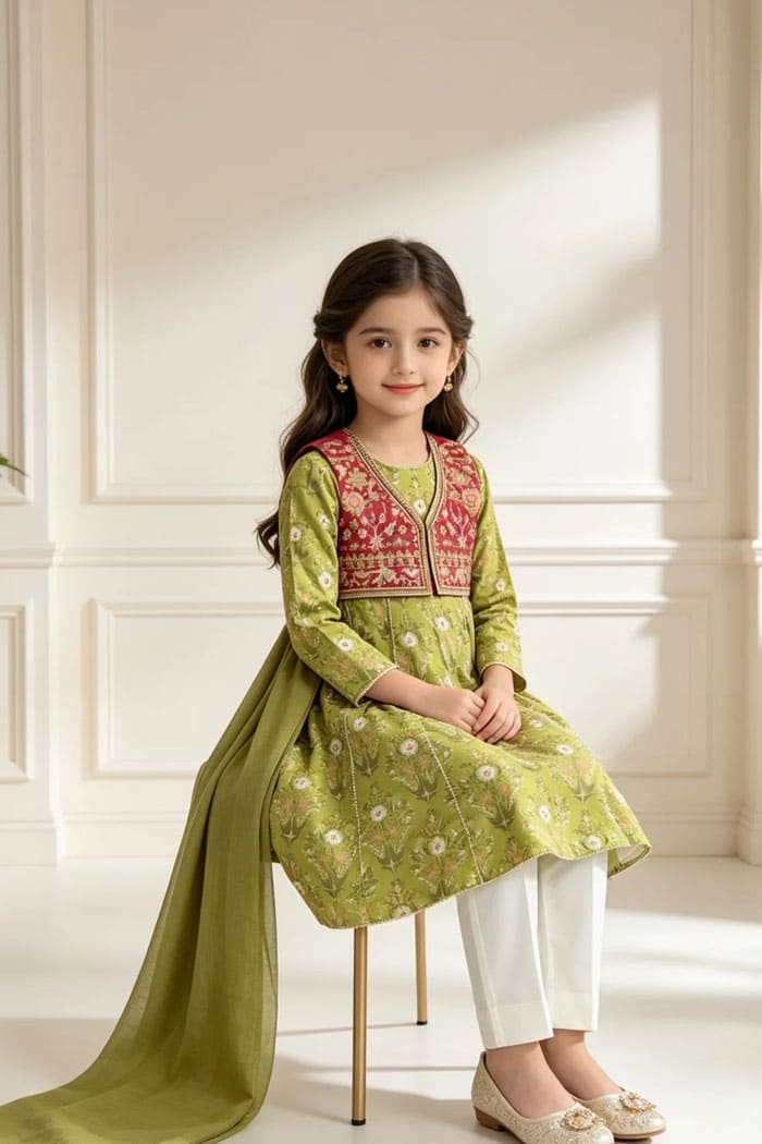Motif Kids Embroidered Lawn Suit-074